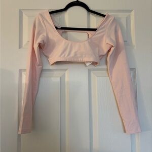 Fabletics Pink Long Sleeve Crop Top